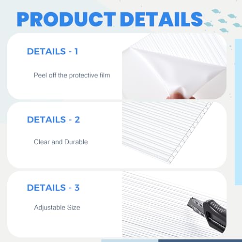 Sieral 2 Pcs Clear Aquarium Canopy Set Polycarbonate Greenhouse Panels 22.95 x 11.5 x 0.24 Inch for 33/40/55 Gallon Fish Tank with Center Brace Aquariums Cover Fish Tank Lid - color: clear, size: 48 x 13 Inch