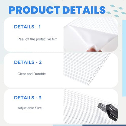 Sieral 2 Pcs Clear Aquarium Canopy Set Polycarbonate Greenhouse Panels 22.95 x 11.5 x 0.24 Inch for 33/40/55 Gallon Fish Tank with Center Brace Aquariums Cover Fish Tank Lid - color: clear, size: 48 x 13 Inch