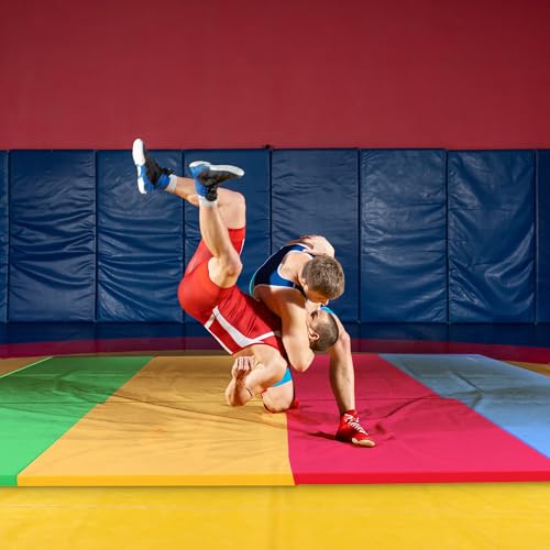 BalanceFrom 6x4 Feet 4-Panel Folding Gymnastics Mat – 2-Inch Thick Pad with Vinyl Surface and Carrying Handles for Tumbling, Yoga, Pilates, Home Workouts, and Martial Arts - color: Multicolor