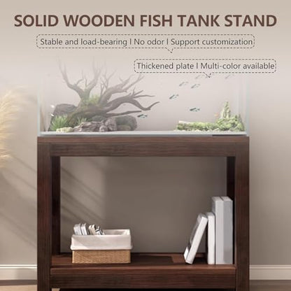 Double Layered Solid Wood Fish Tank Stand, Thickened Countertop 1.5cm, High Load-Bearing Capacity, Suitable for Placing Fish Tanks and Crawler Racks(50x30cm/19.7x11.8in)