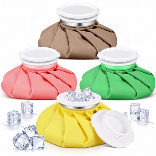 Honoson 4 Pack Reusable Ice Bags Hot Cold Bag Leakproof,Vivid Pure Style | Reusable Ice Pack, Ice Bags Hot Water Bag,Screw Cap No-Leak Elastic Breathable for Sports & Home Use,Wide Opening Easy Fill - style: Vivid Pure Style