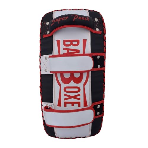 TWISTER FIGHT WEAR Lightweight Boxing Arm Pad Kick Shield | Genuine Leather Thai Pads | MMA Muay Thai Curved Pads | Martial Art Training Pads Boxing Striking Pads (Single) - color: Black/White