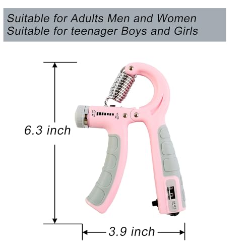 Strengthener Hand Grip Trainer Number Counter Forearm Finger Wrist Gripper Exerciser 5-60kg Adjustable Stretcher Squeezer Workout - color: 1 Pink Grip