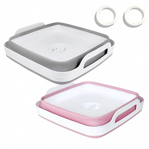 Collapsible Wash Basin with Drain Plug - 2.4 Gallon Foldable Kitchen Sink for Baby Bottles, RV Camping, Space-Saving Dish Tub (Gray-Pink) - color: Gray-pink