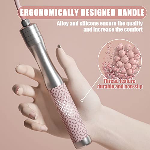 𝐒𝐩𝐞𝐞𝐝 𝐉𝐮𝐦𝐩 𝐑𝐨𝐩𝐞 𝐟𝐨𝐫 𝐅𝐢𝐭𝐧𝐞𝐬𝐬 - Skipping Rope for Women Men Exercise with Adjustable Length Jumping Rope and Alloy & Silicone Handles Suitable for Workout Boxing Home Gym - color: PinkWeighted