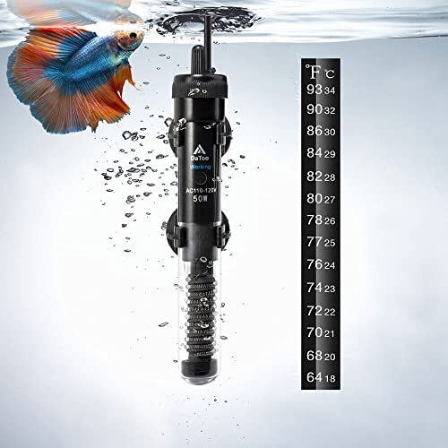 Aquarium Heater Adjustable 50W Submersible Fish Tank Heater with Electronic Chip Thermostat Suitable for Marine Saltwater and Freshwater - size: 50Watt
