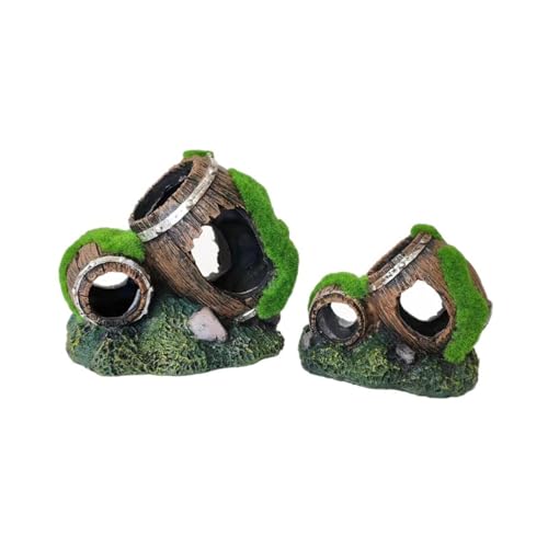 Natural Lookings Artificial Moss Barrels Landscape Decors for Aquariums Hideouts Accessory for Fish Shrimp Fishtanks Ornament