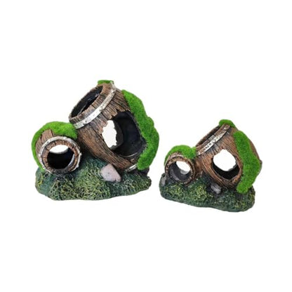 Natural Lookings Artificial Moss Barrels Landscape Decors for Aquariums Hideouts Accessory for Fish Shrimp Fishtanks Ornament