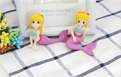 Mermaid Aquarium Ornament for Fish Tanks and Terrariums, Pink Plastic Mermaid Figurine for Fairy Gardens, DIY Landscapes and Party Decor (Miniature Size)
