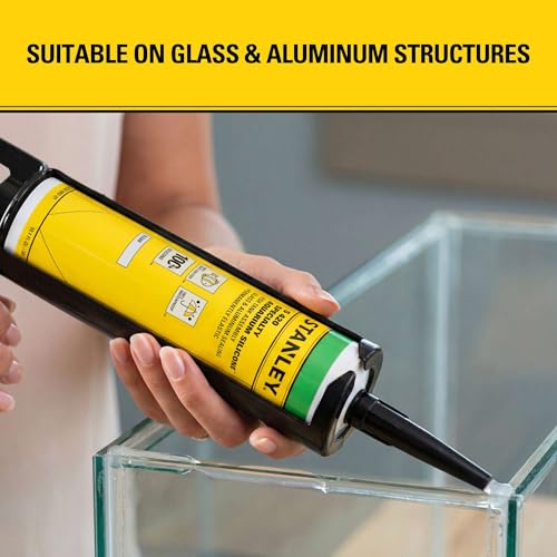 Stanley Waterproof Aquarium Silicone - 12x10.1 Fl. Oz. Clear, Waterproof Bond to Glass, Non-Toxic Aquarium Sealer for Freshwater & Saltwater Aquarium | 12 Pack.