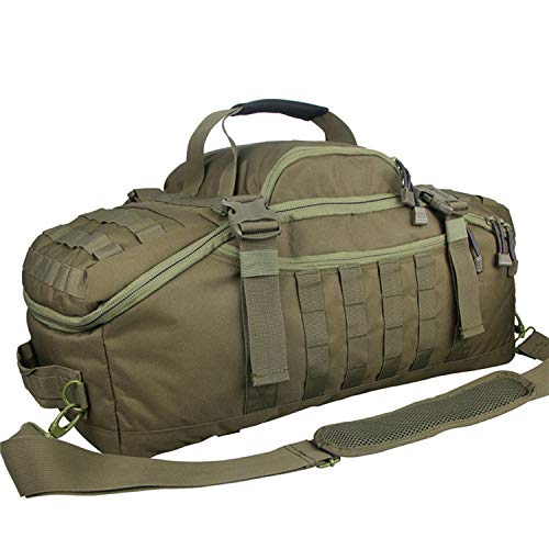 3 in 1 Tactical Travel Duffel Bag Backpack, Heavy Duty Gym Bag 85L,Green | Waterproof 600D nylon, internal collapsible dividers, weekend overnight travel, gym workout,military bag,(27x14x11)In - color: Green, size: 85L,(27x14x11)Inches