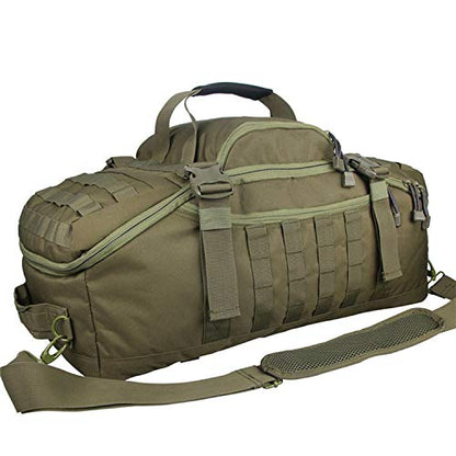 3 in 1 Tactical Travel Duffel Bag Backpack, Heavy Duty Gym Bag 85L,Green | Waterproof 600D nylon, internal collapsible dividers, weekend overnight travel, gym workout,military bag,(27x14x11)In - color: Green, size: 85L,(27x14x11)Inches