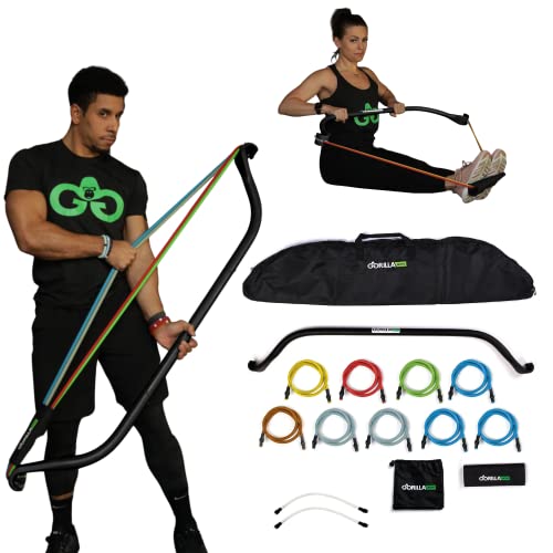 Original All-in-One Portable Home Gym System, Professional-Grade Resistance Band Bar for Strength Training, HIIT & Full Body Workouts, Resistance training system for Home, Travel & Outdoor - color: Black, size: 520 lbs