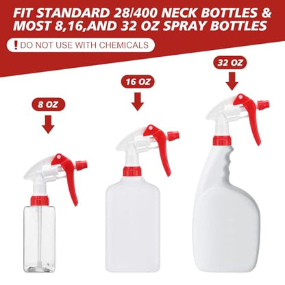 Hushee 48 Pack 28-400 Replacement Trigger Spray Nozzles Only, No Bottle, Heavy Duty Bottle Sprayer for Industrial Home Use, Fit for 32 oz, 16 oz, 8 oz Plastic and Glass Bottles(Red) - color: Red