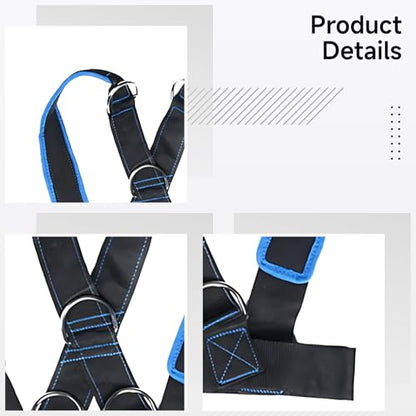 Resistance Sled Harness, Workout Training Sled Vest with Y-Shape Strap, 33.1-45.7 in Adjustable Waist, Five D-Rings, 62.5 in Towing Strap for Strength Training, Core Workout