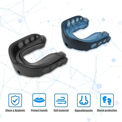 2 Pack Football Mouth Guard, Sports Mouth Guard Youth Football Mouthguard with Strap and Box Basketball, Sport Mouthguard for Lacrosse, Hockey, MMA(for Ages 8+)