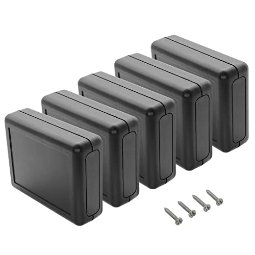 5 Pieces ABS Plastic Electrical Project Case Power Junction Box, Project Box Black 3.5 x 2.8 x 1.1 inch (90 x 70 x 28 mm) - size: 3.5" x 2.8" x 1.1"(5pc)