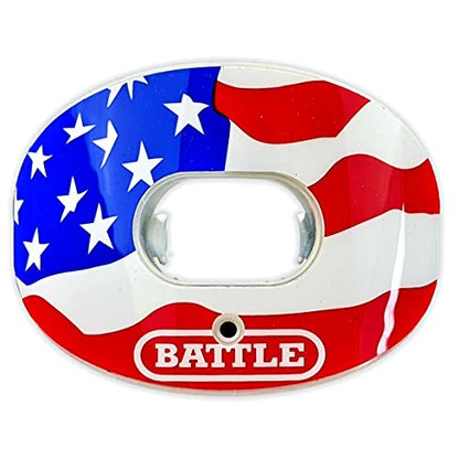 Battle Sports American Flag 2.0 Chrome Oxygen Mouthguard, Red, White, Blue | Maximum protection, Safe secure comfortable fit, Built-in airflow channels, Advanced composite material, No boiling required - color: Red, White, Blue