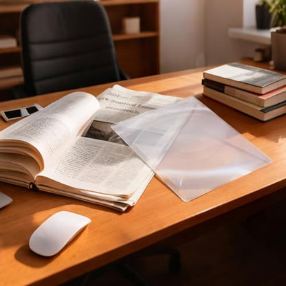 Didiseaon 4 Pcs 3X Magnifying Sheet for Reading 11.81 X 8.26 Inch Large a4 Page Magnifier for Seniors Reading Books Writing Drawing Portable Transparent Lens for Outdoor Use