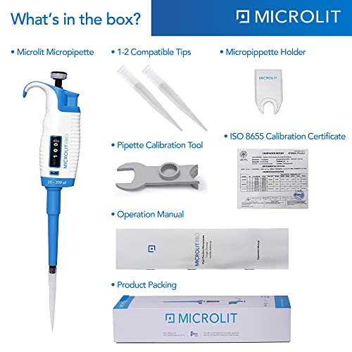 Single-Channel Pipettes with Adjustable Volume, Accurate and Calibrated Ergonomic Design Adjustable Micropipette for 20-200ul Liquid Capacity, Compatible with 200ul Pipette Tips - size: 20-200ul, style: Single-Channel