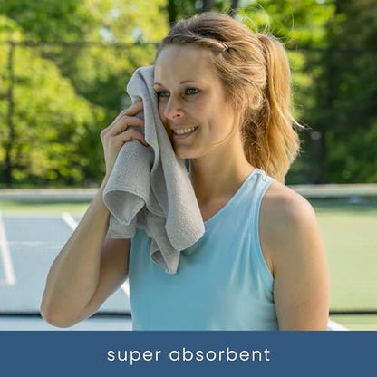 S&T INC. Microfiber Gym Towels, 3 Pack, 16" x 27", Light Grey | Absorbent and Lightweight, Quick-Dry, Compact for Gym Bag, Yoga and Travel, Machine Washable - color: Light Grey