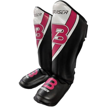 Shin Guards with Instep for MMA, Muay Thai, and Kickboxing, PU Leather, Leg and Instep Protection - size: Medium