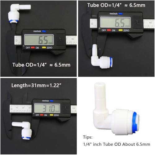 1/4" Push-Fit Fittings Set for RO Water Purifier, 5 Pcs | Globe valve, tee, elbow & straight quick-connect set for reverse osmosis RODI water filters & purification systems. - style: 1/4 inch quick connect straight elbow three-way ball valve collection