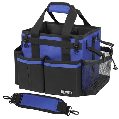 Compact Wearable Cleaning Caddy, Small Supplies Organizer with Handle & Shoulder Straps for Housekeepers, Under Sink & Car Cleaning Tool Organizer Bag (Blue) - color: Blue
