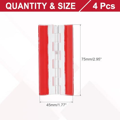 MECCANIXITY Small Acrylic Hinges Plastic Self-Adhesive Clear Hinge 75 x 45mm Continuous Piano Folding Hinges for Aquarium Lid Crafts Display Stand Pack of 4 Transparent - size: 75 x 45mm