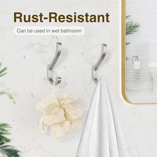 Large Coat Hooks Wall Mount,Heavy Duty Wall Hooks for Hanging,Silver 4 Pack - color: Silver, size: 4 Pack