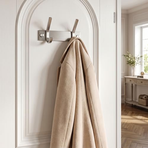 WEBI Set of 2, C-CBG022 Heavy Duty Stainless Steel 304 Hook Rail Coat Rack with 2 Hooks, Satin Finish, Great Home Storage & Organization for Bedroom, Bathroom, Foyers, Hallways - size: 2-Hooks(2 Pack)