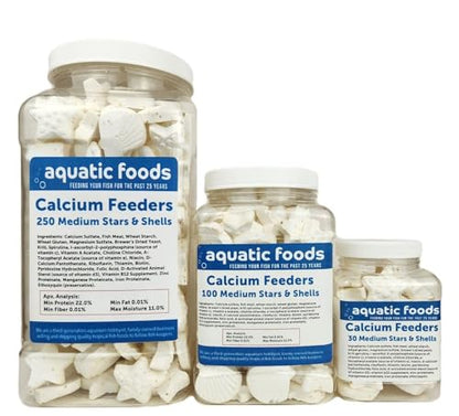 Medium Size Calcium Feeder Stars & Shells for Shrimp, Snails, Crabs, Crayfish, Hermit Crabs and All Tropical Fish…100 Count Jar - size: 100 Count (Pack of 1)