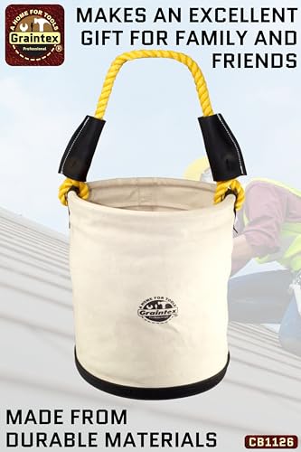 Graintex Utility Canvas Bucket Plastic Bottom 12” x 16” Heavy Duty Canvas - size: 16-Inch deep and 12-Inch diameter