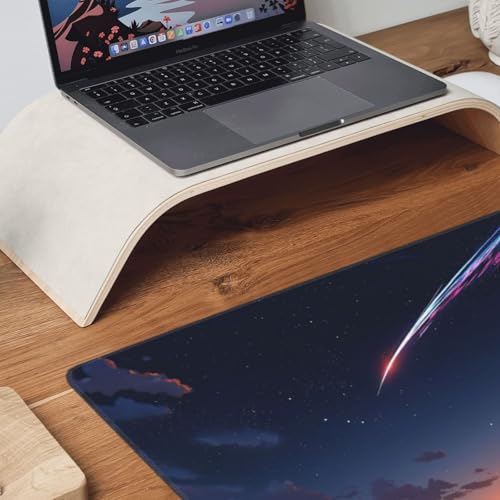 XXL Gaming Mouse Pad 35.4 x 15.7 Inch, Large Desk Mousepad with Comet Design, Water-Resistant Surface, Stitched Edges, Non-Slip Rubber Base Desk Mat - color: Comet
