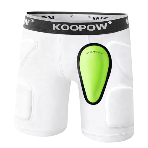Youth Boys Padded Compression Sliding Shorts Pants With Soft Cup & Pocket - color: White-0933w, size: X-Large