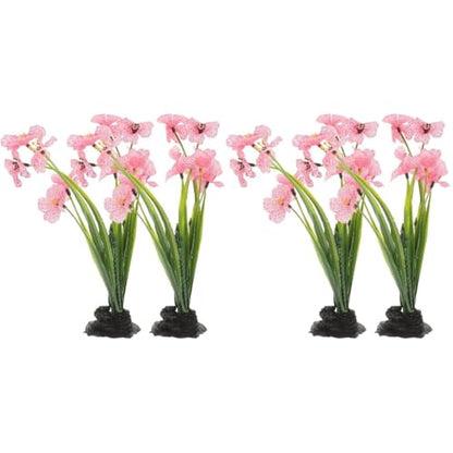 NOLITOY 4Pcs Artificial Aquarium Plants, Fish Tank Decorations Goldfish Betta Cave Accessories for Desk Top Decor (Pink) - size: 4pcs