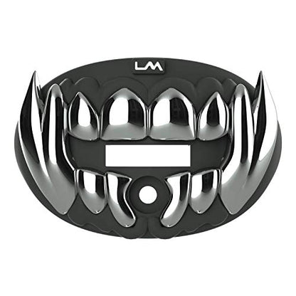 Loudmouth Football Mouth Guard for Youth & Adult - 3D Chrome Beast Silver Teeth Mouthpiece with Strap, No-Boil Braces-Friendly Sports Mouthguard (Chrome Black/Silver) - color: 3d Beast - Chrome Black/Silver