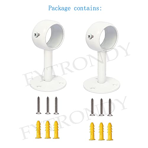 White Edition Stainless Steel Wardrobe Pipe, Closet Lever Support Rod Holder Socket Bracket (1-1/4 INCH 2 Pack)