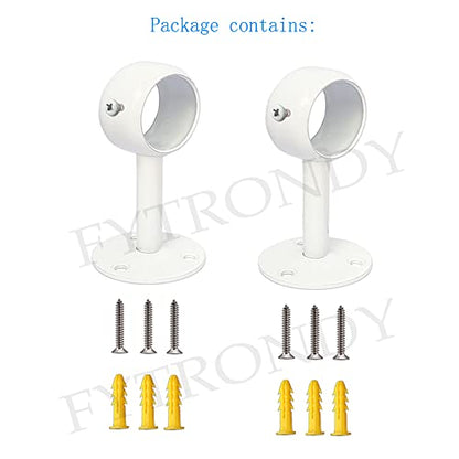 White Edition Stainless Steel Wardrobe Pipe, Closet Lever Support Rod Holder Socket Bracket (1-1/4 INCH 2 Pack)