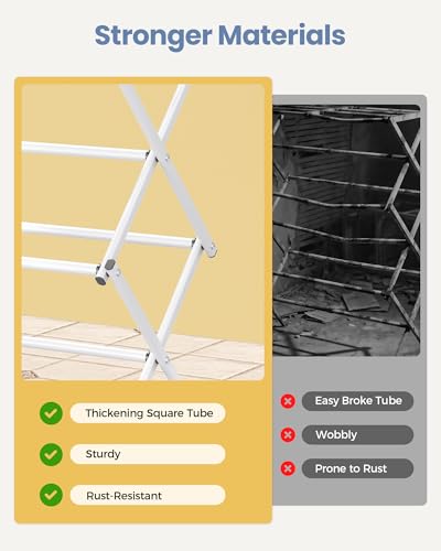 APEXCHASER Oversize 3-Tier Clothes Drying Rack, No Install, White - color: White