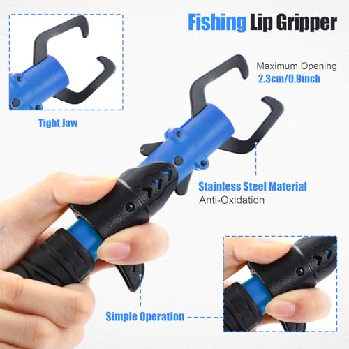 3 Pcs Fishing Tool Kit, Fishing Landing Net with Telescoping Pole Handle, Fish Plier with Sheath, Fish Lip Gripper for Freshwater Extend to 30-56 Inches, Gear Gifts for Men Women