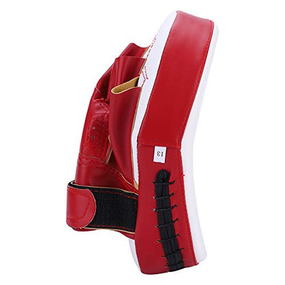 Curved Target Pad - PU Leather Kickboxing Strike for Muay Thai MMA Karate Sparring Training - color: flour