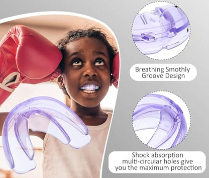Youth Mouth Guard Football Sport Mouthguard, Premium Quality No Boiling Required，Suitable for Basketball, Wrestling, Taekwondo, Jujitsu and Karate - color: Purple