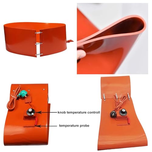 Metal Drum Pail Heater, Electric Silicone Oil Drum Heater Belt, 20-200L Honey Oil Barrel Pail Heaters, Drum Electric Heat Wrap Hot Heating Pad,Barrel Heaters with Knob/Digital Display - color: Knob, size: 200L 68.5x4.9inch (L x W) 1000W