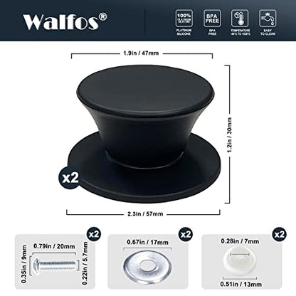 Walfos 2 Pack Universal Silicone Pot Lid Replacement Knob, Heat Resistant Pan Lid Holding Handles,BPA Free, Dishwasher Safe, Great for Slow Cookers, Skillets and Kitchen Cookware Covers