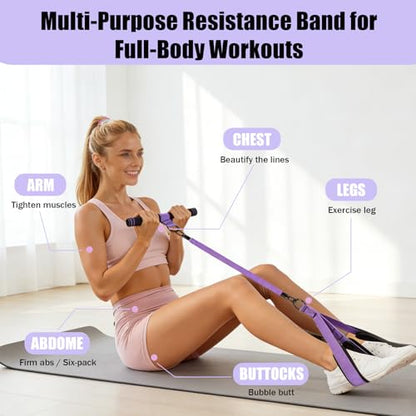 Pedal Resistance Band with Handle, 90Lbs Pedal Resistance Band - color: Purple