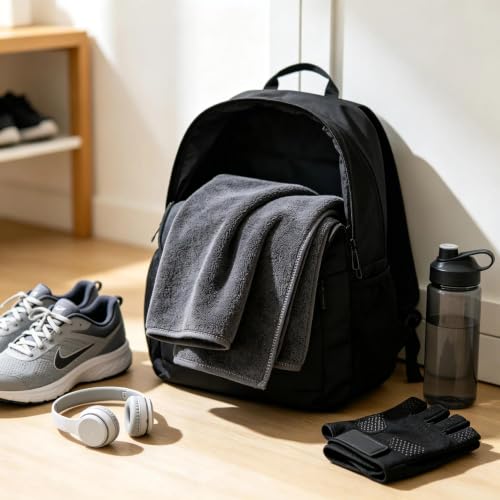 1 Pack Super Soft Microfiber Gym Towel - Absorbent Sports Sweat Towel for Fitness & Workout (Grey)