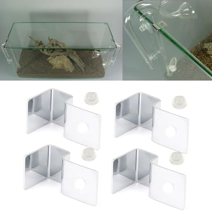 8 Pcs Stainless Steel Aquarium Glass Cover Clips Fish Tank Support Bracket with Plugs Universal Fit Hood Fastener(5mm) - size: 5mm