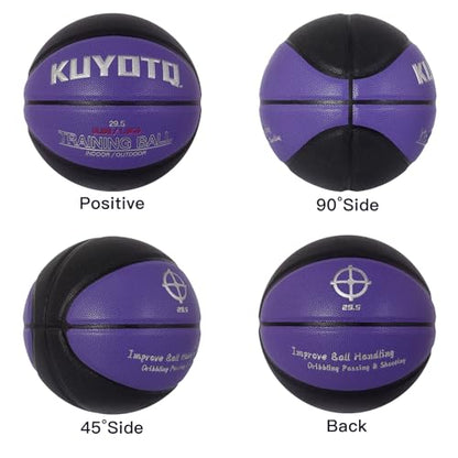 KUYOTQ 3LBS/3.3LBS/2.2LBS Weighted Heavy Training Basketball 29.5/28.5" in and Outdoor Improving Handling Dribbling Passing Rebounding Skill Composite Size 7/6 Weighted Training Basketball Equipment - color: Black+Purple, size: Size 7 Adult - 29.5"-3LBS