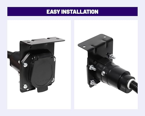 7 Way RV Blade Trailer Socket Mounting Bracket, Metal Mounting Bracket for General Use, Metal Hardware Screws and Nuts Included
